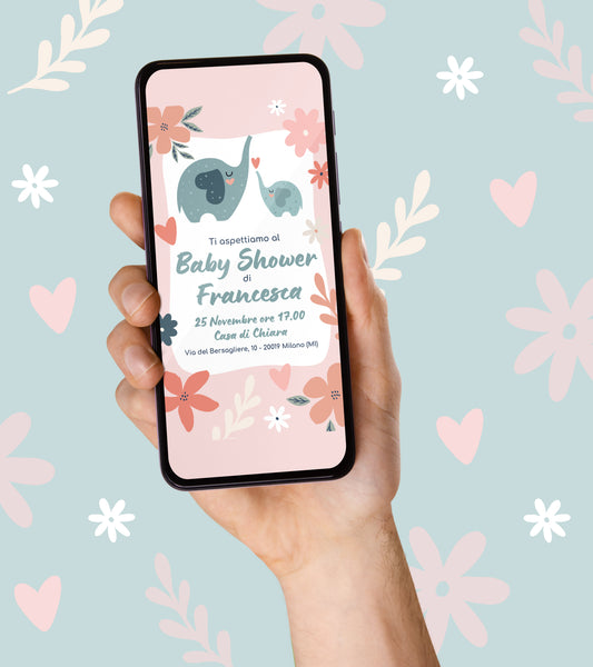 Invito Compleanno WhatsApp Personalizzato per BABY SHOWER - FLOREALE