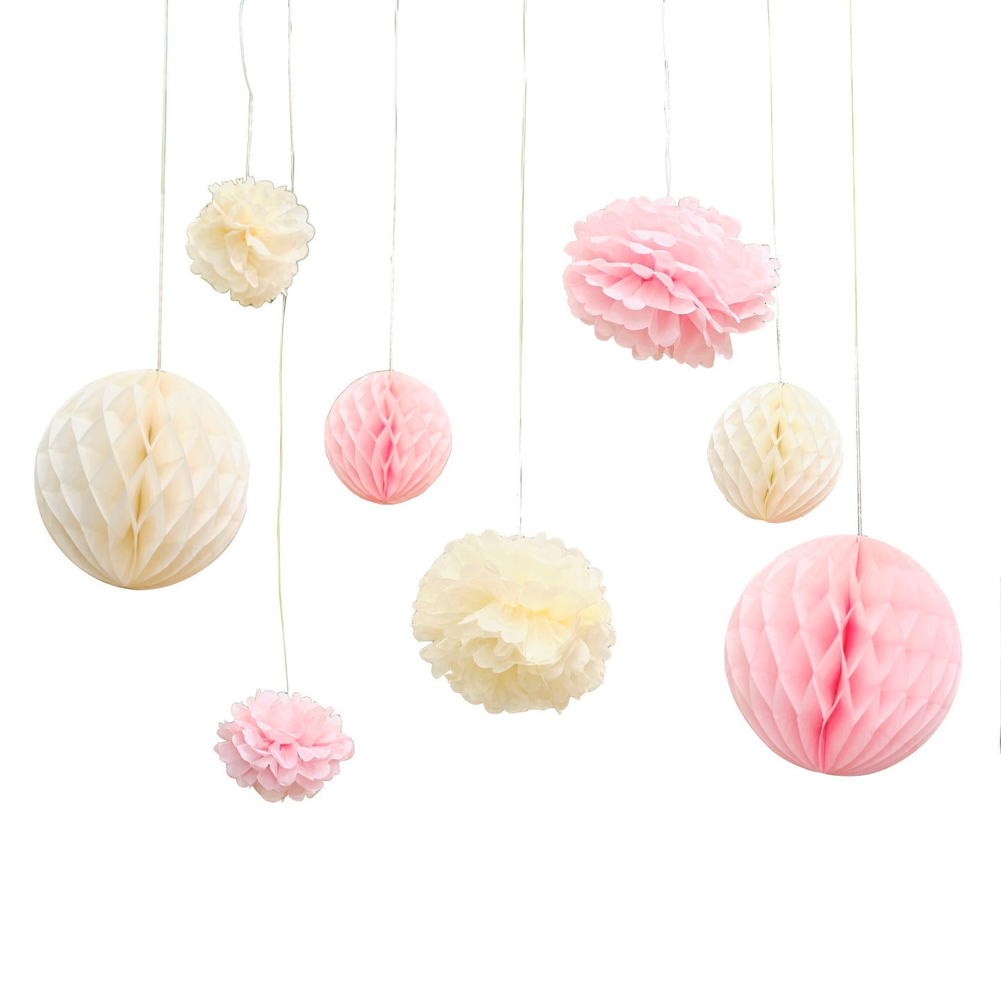 Decorazione in carta - pom pom rosa e crema