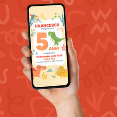 Invito Compleanno WhatsApp Personalizzato a Tema Dinosauri