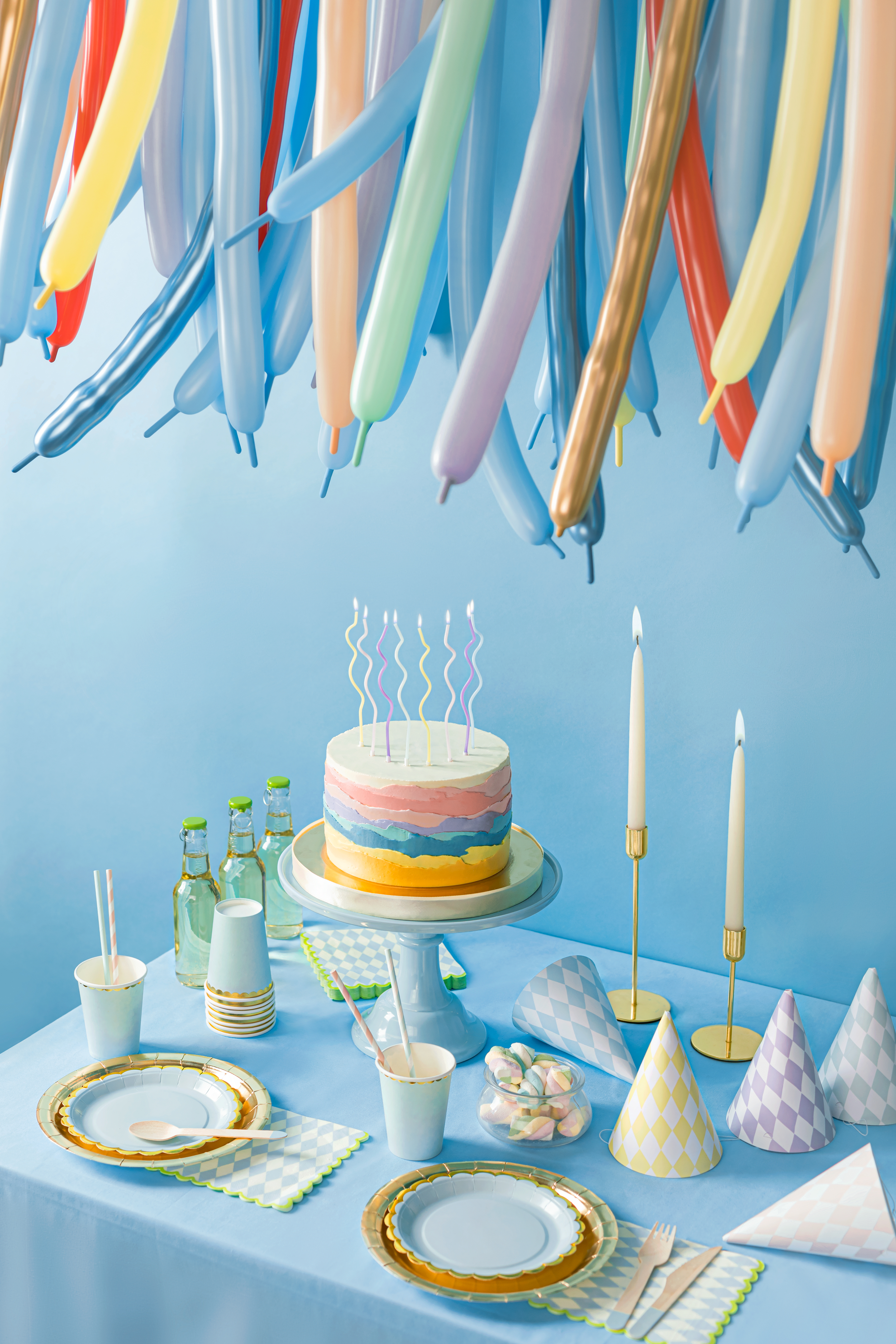 Partydeco - Candela A Numero 8 Per Torta Di Compleanno - Colore Azzurro/Celeste - 7 Cm