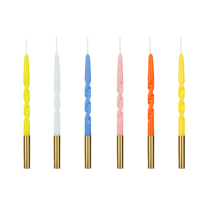 6 candeline lunghe twisted - Colori assortiti