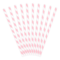 10 cannucce in carta – strisce rosa pastello