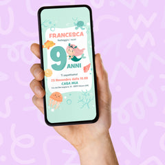 Invito Compleanno WhatsApp Personalizzato a Tema Sirenetta