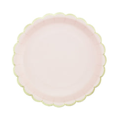 8 piatti in carta - rosa baby - dettaglio oro