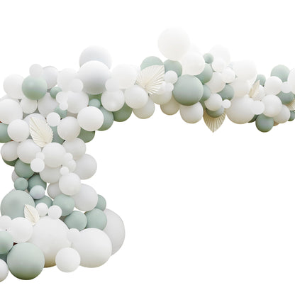 arco di palloncini - XL bianco e verde salvia