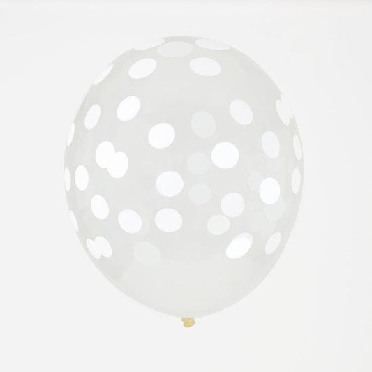 5 Palloncini GRANDE 30cm - coriandoli bianco