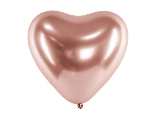 5 Palloncini CUORE GRANDE 30cm - Oro Rosa Metallizzato Glossy