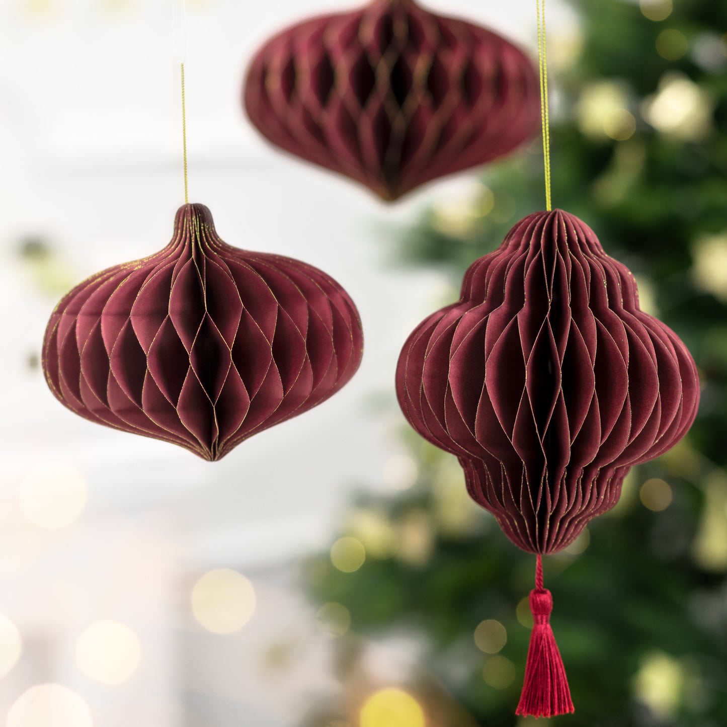 Decorazione in carta - Lanterna Bordeaux con nappina