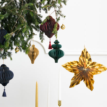 Decorazione in carta - Lanterna Bordeaux con nappina