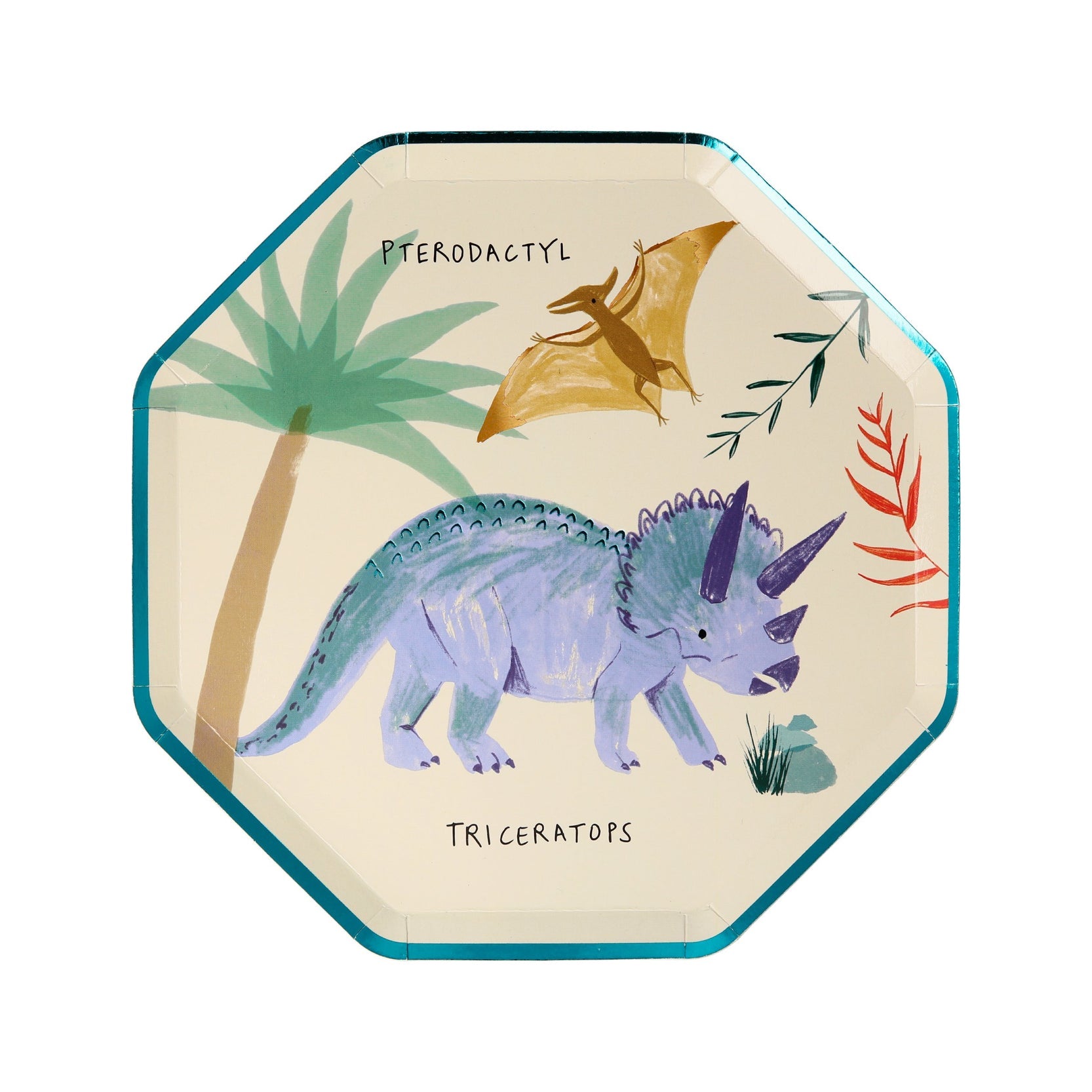 8 piattini in carta - dinosauri