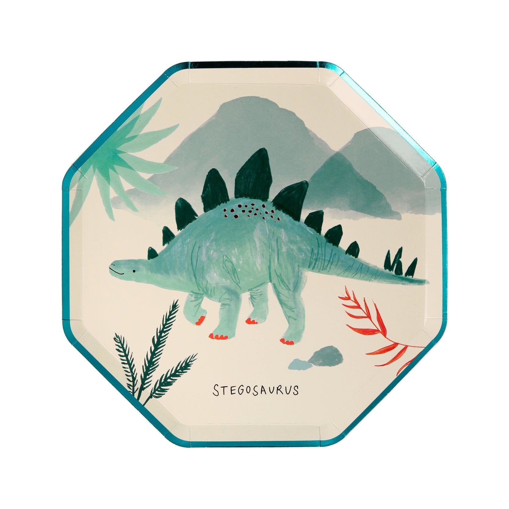 8 piattini in carta - dinosauri