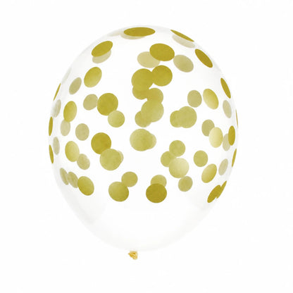 5 Palloncini GRANDE 30cm - coriandoli oro