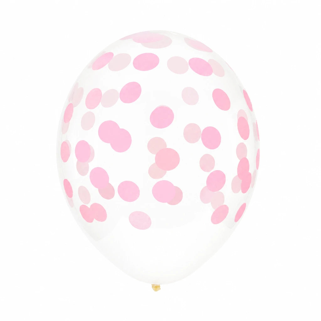 5 Palloncini GRANDE 30cm - coriandoli rosa baby