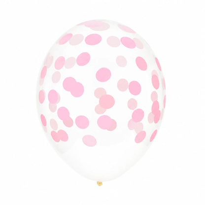 5 Palloncini GRANDE 30cm - coriandoli rosa baby