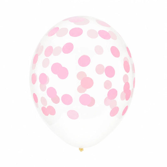 5 Palloncini GRANDE 30cm - coriandoli rosa baby