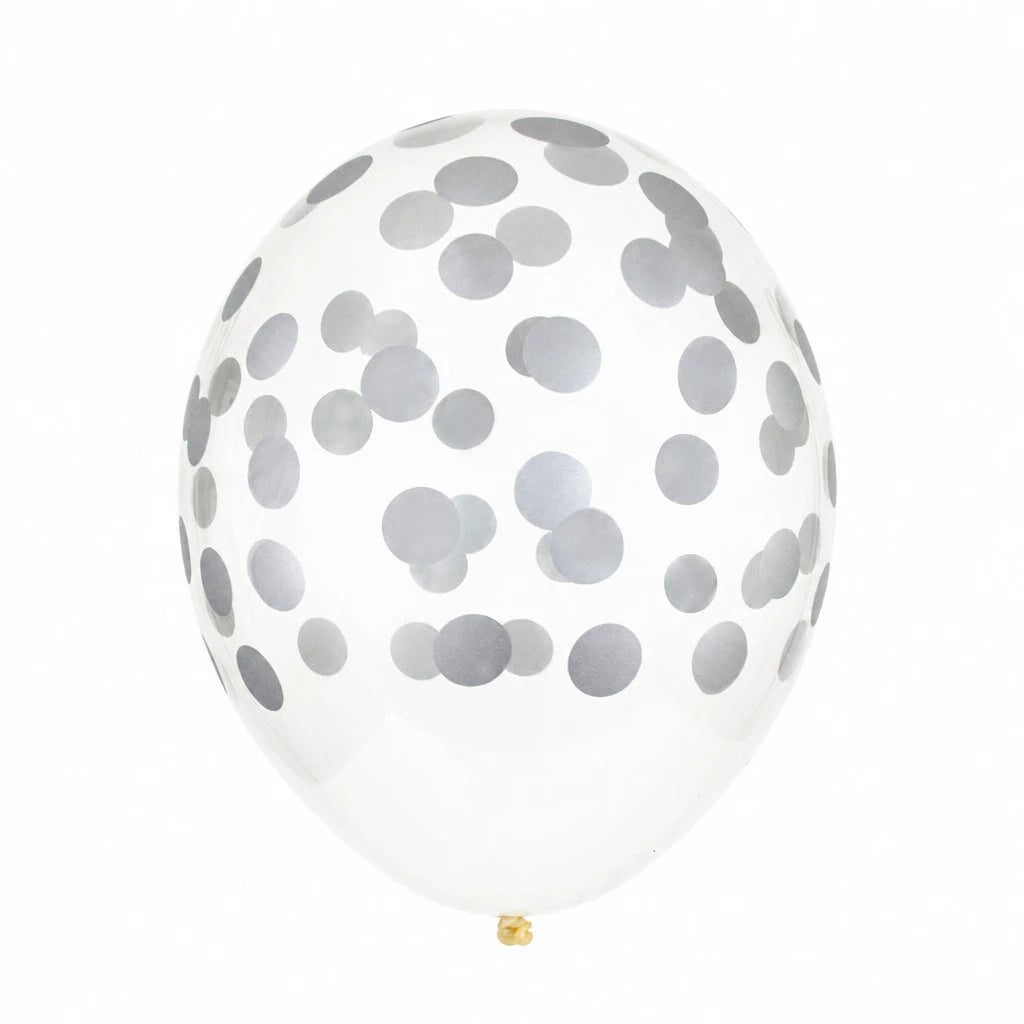 5 Palloncini GRANDE 30cm - coriandoli silver