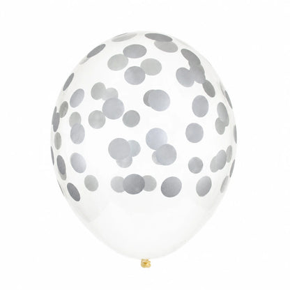 5 Palloncini GRANDE 30cm - coriandoli silver