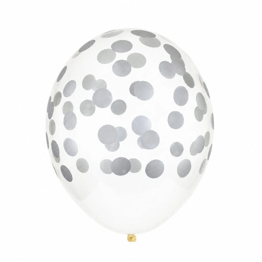 5 Palloncini GRANDE 30cm - coriandoli silver