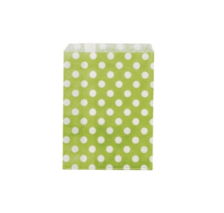24 sacchettini in carta - verdi a pois bianchi