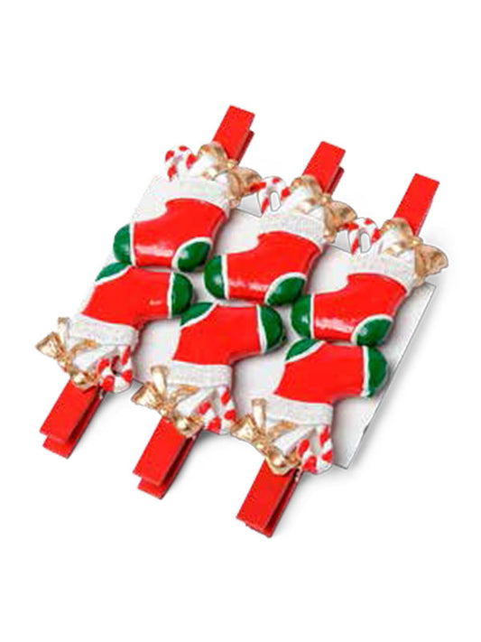 6 mollette - calze di Natale