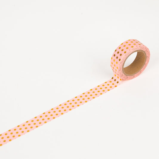 washi tape - rosa a pois oro