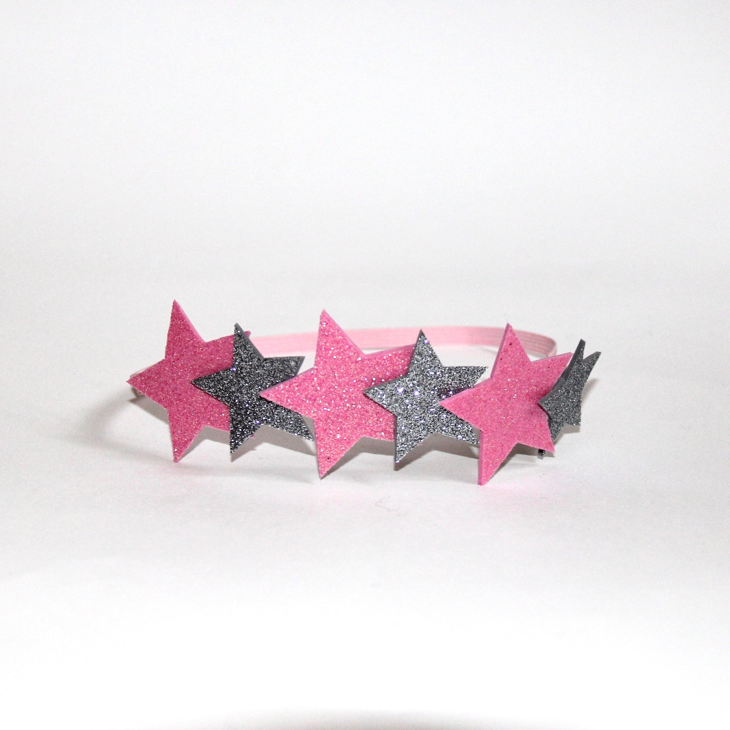 fascetta stelle glitter - rosa & silver