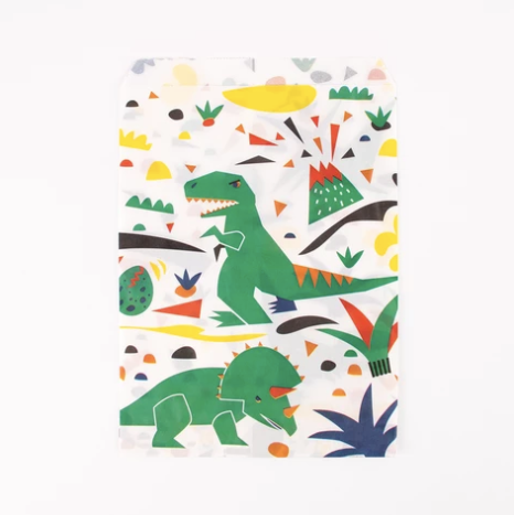 10 sacchettini in carta - dinosauro
