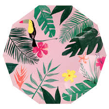 8 piatti in carta - pink tropical