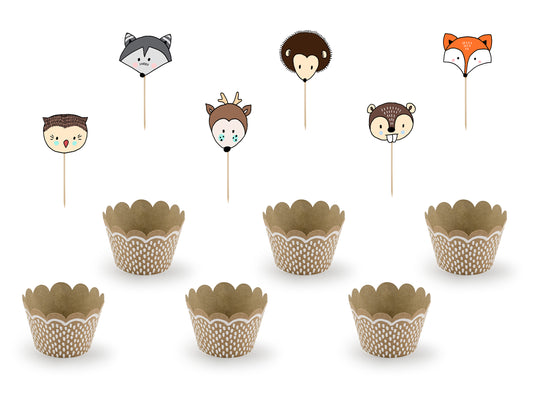 6 cupcake kit - Animali del bosco