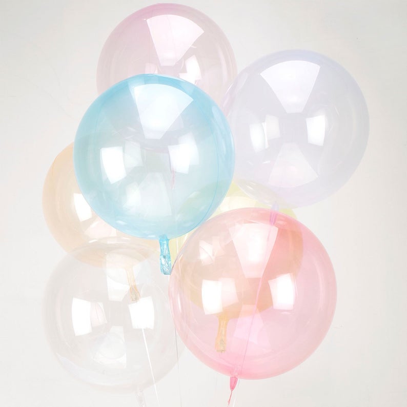 5 palloncini - effetto bolla di sapone - pastello