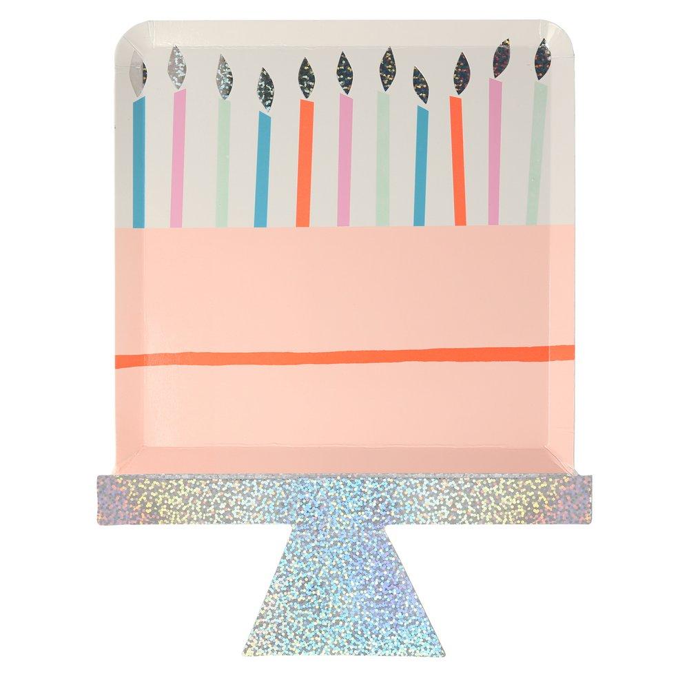 8 piatti in carta - torta di compleanno