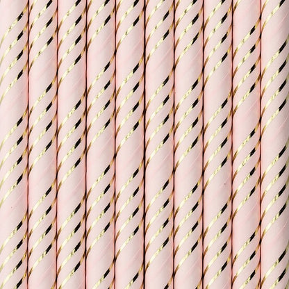 10 cannucce in carta - rosa pastello