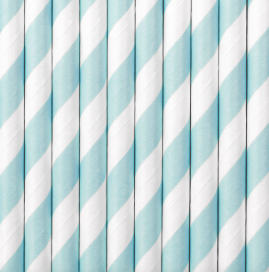 10 cannucce in carta – strisce azzurro pastello