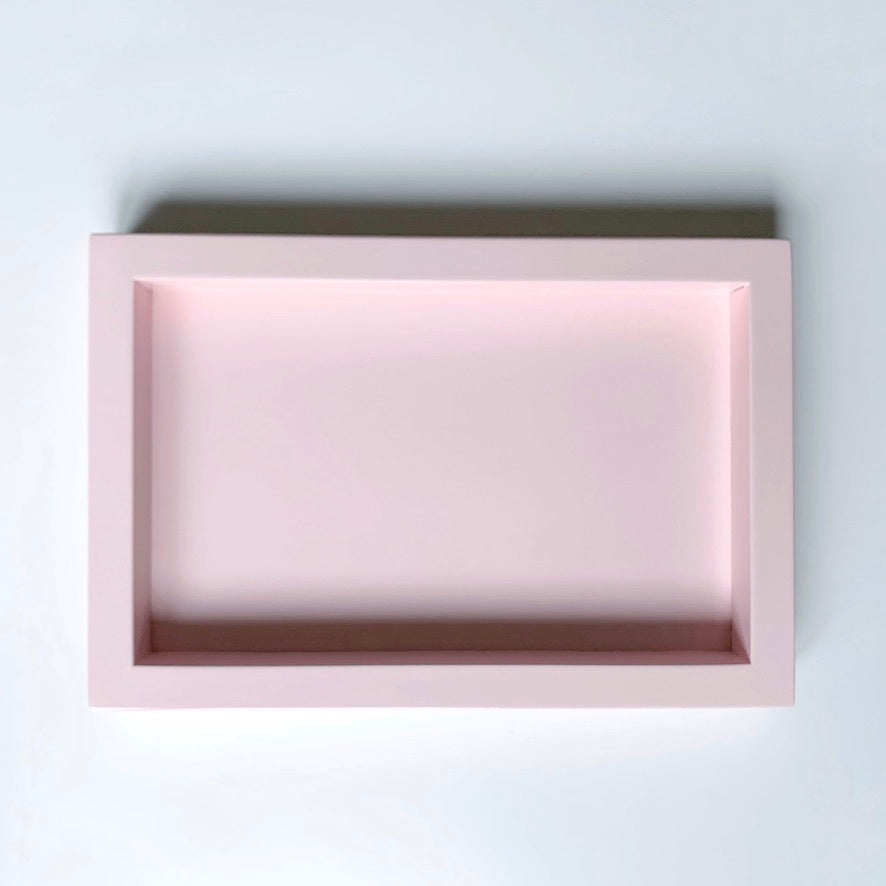 vassoio in legno - laccato rosa pastello
