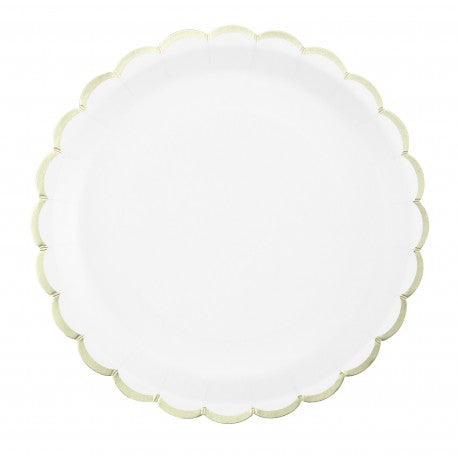8 piatti in carta - bianco dettaglio oro