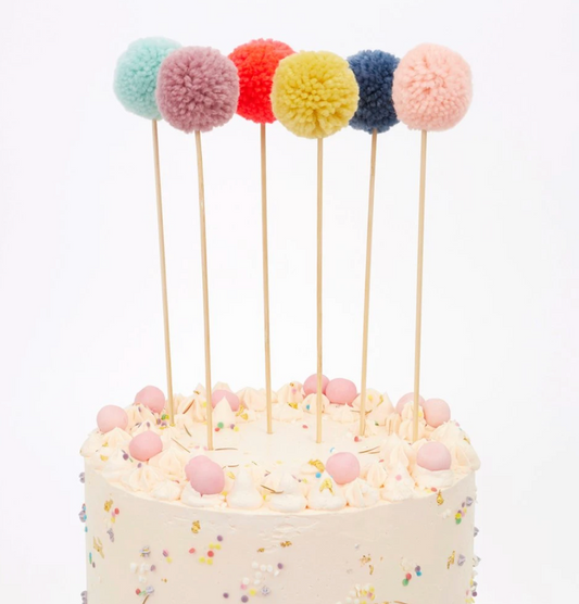 Cake Topper - pompom colorati