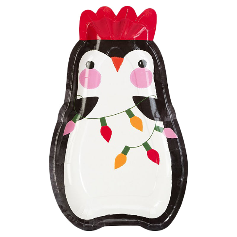 12 piatti in carta - pinguino natalizio
