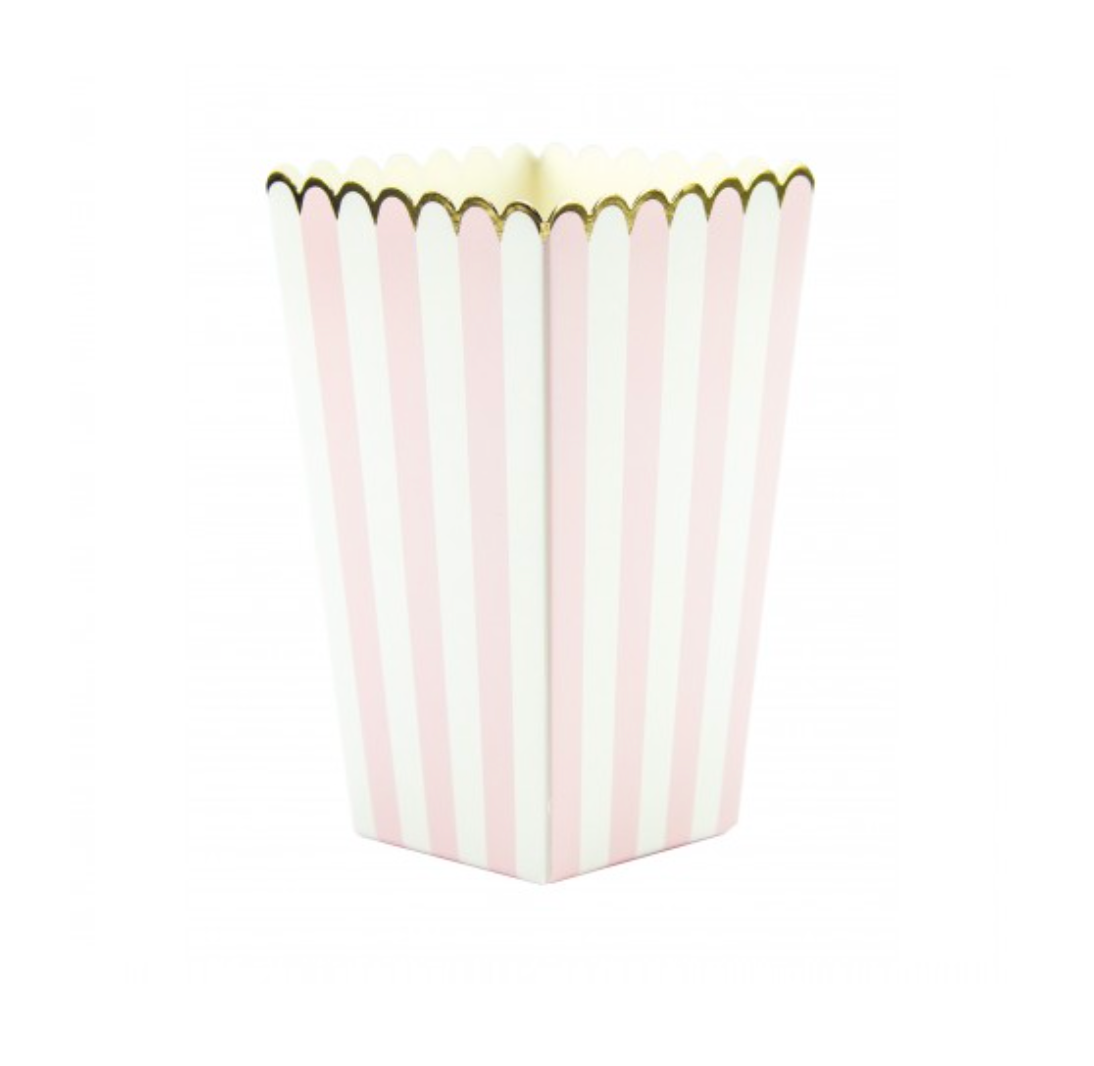 8 popcorn box - righe rosa pastello