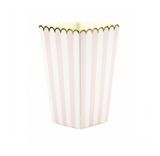 8 popcorn box - righe rosa pastello